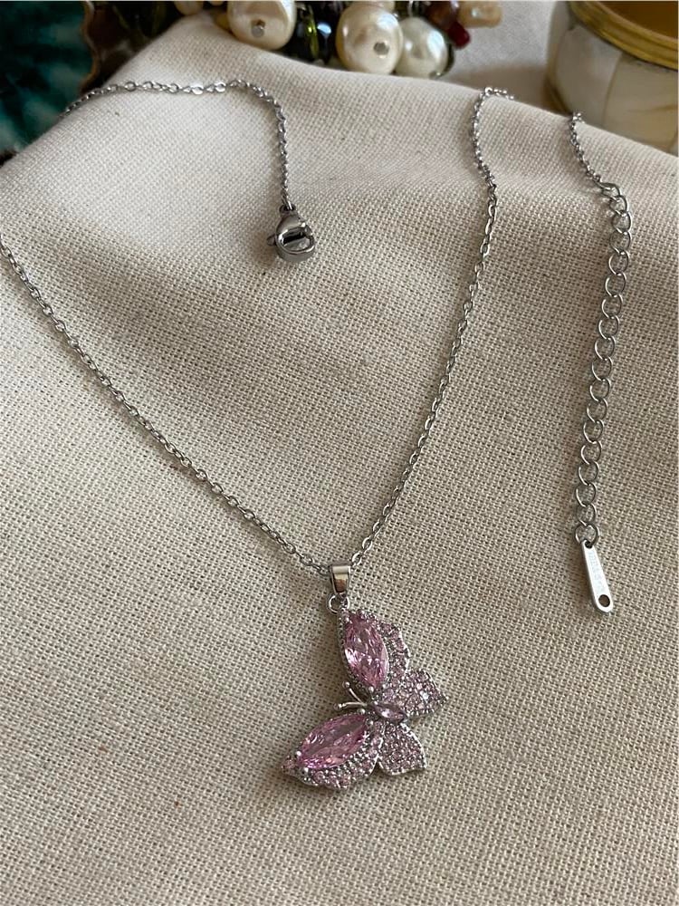 Çelik Pinky Kelebek Kolye