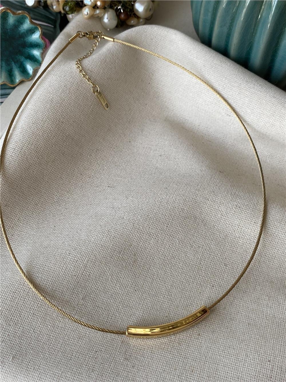 Çelik Plaka Choker Kolye