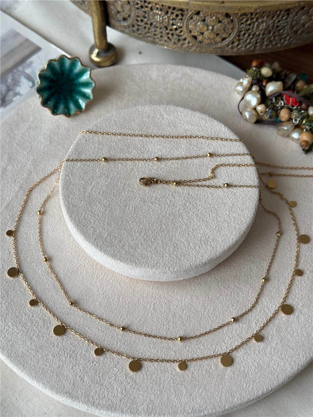 Çelik Pul Detaylı Göbek Zinciri