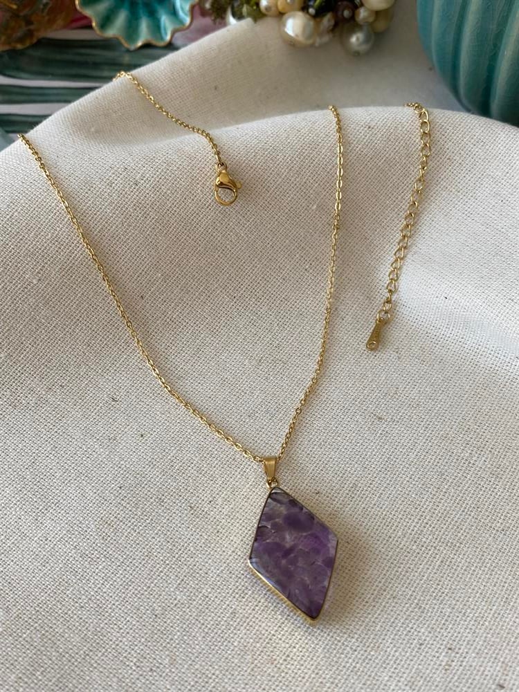 Çelik Purp Kolye 
