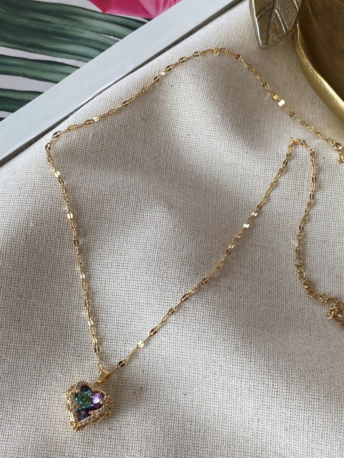 Çelik Renk Kalp Kolye