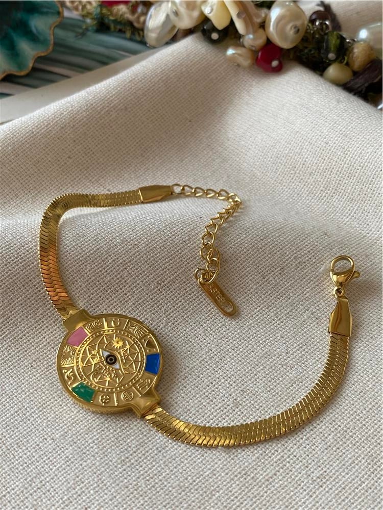 Çelik Renkli Semboller Yassı Bileklik