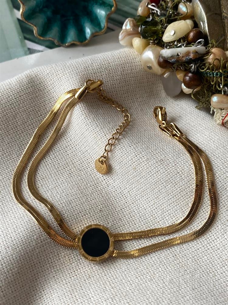 Çelik Roma Rakamlı Çift Yassı Bileklik