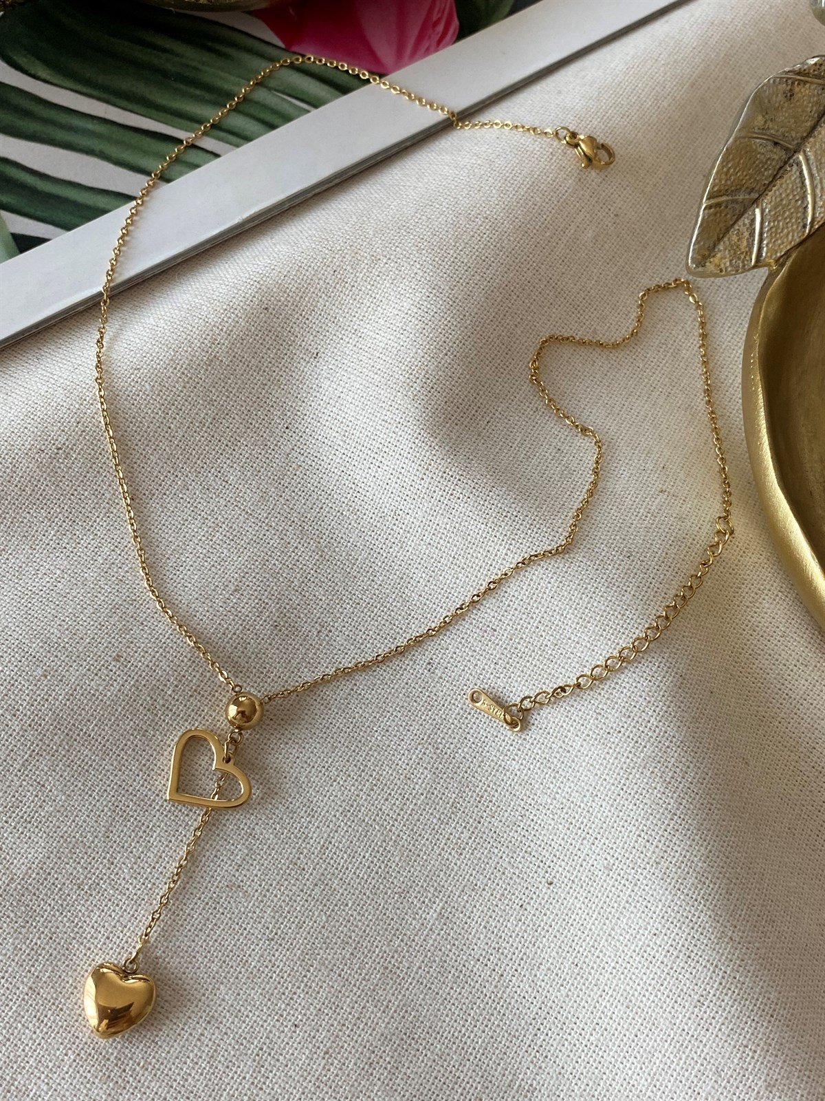 Çelik Sallantılı Kalp Kolye