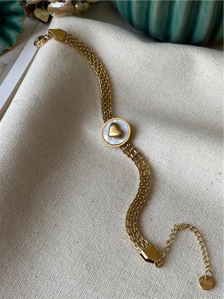 Çelik Sedef Kalp Örme Zincir Bileklik