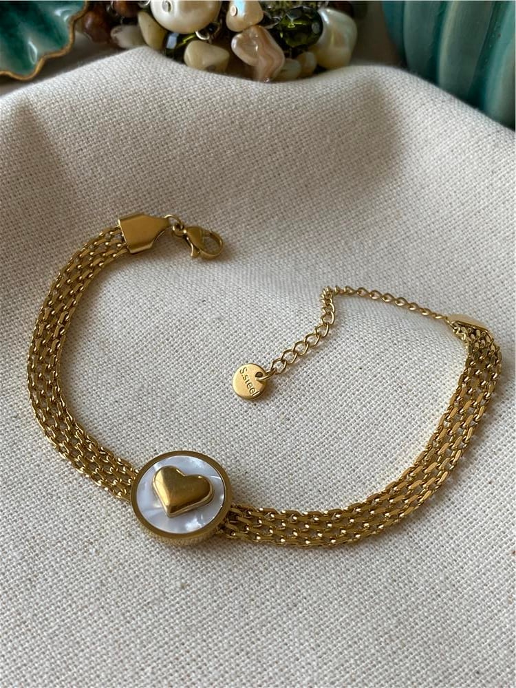 Çelik Sedef Kalp Örme Zincir Bileklik