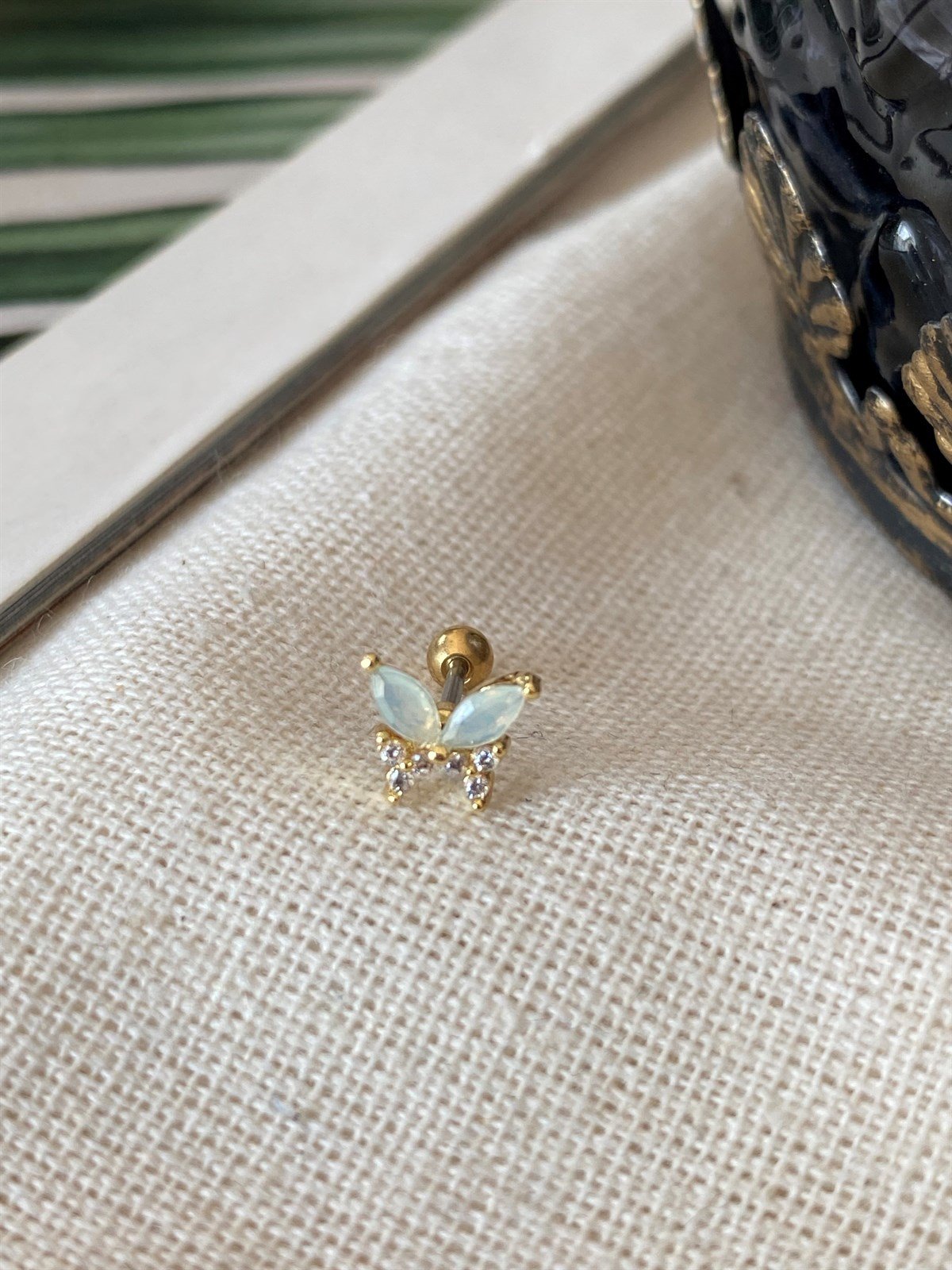 Çelik Sedefli Kelebek Piercing