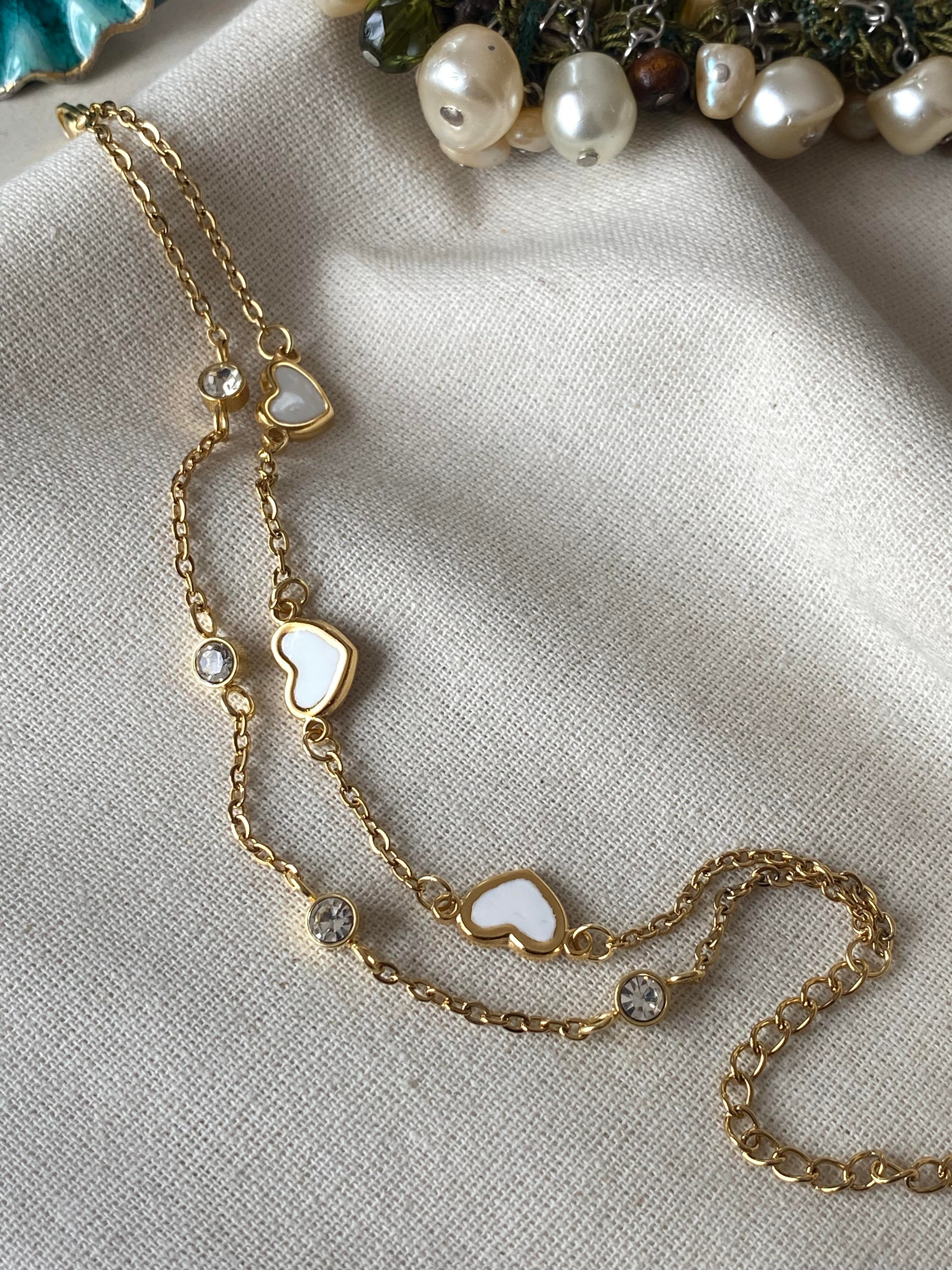 Çelik Sedefli Sıralı Kalp Halhal 