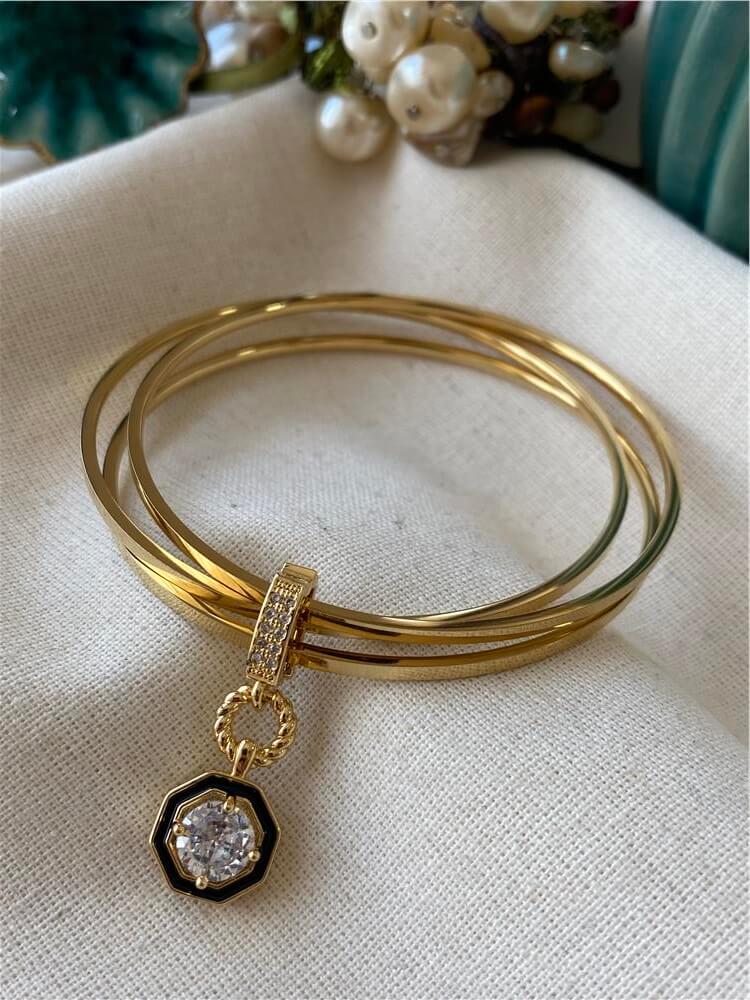 Çelik Şikel Charmlı Ajda Bilezik Seti