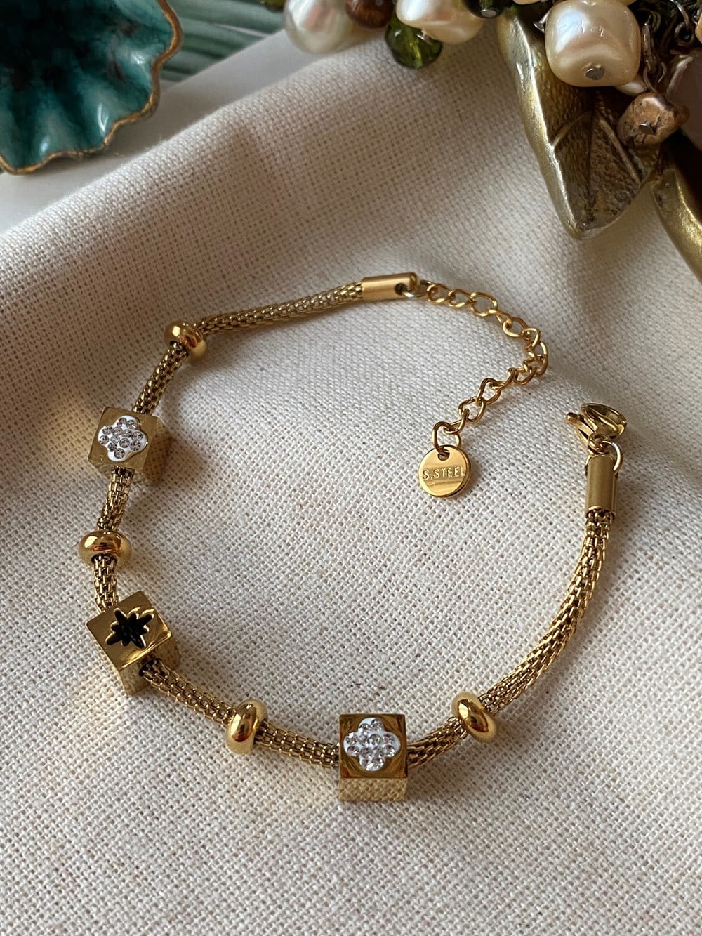 Çelik Silindir Küp Bileklik