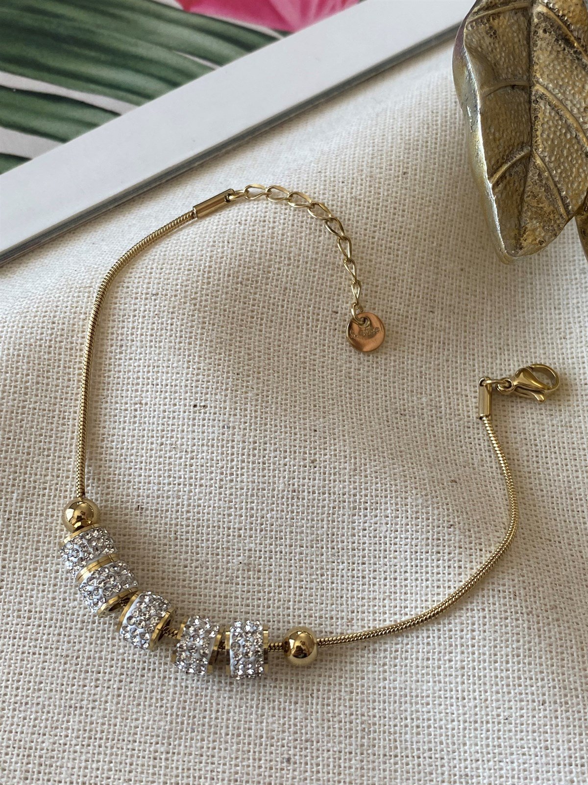 Çelik Silindir Taşlı Bileklik