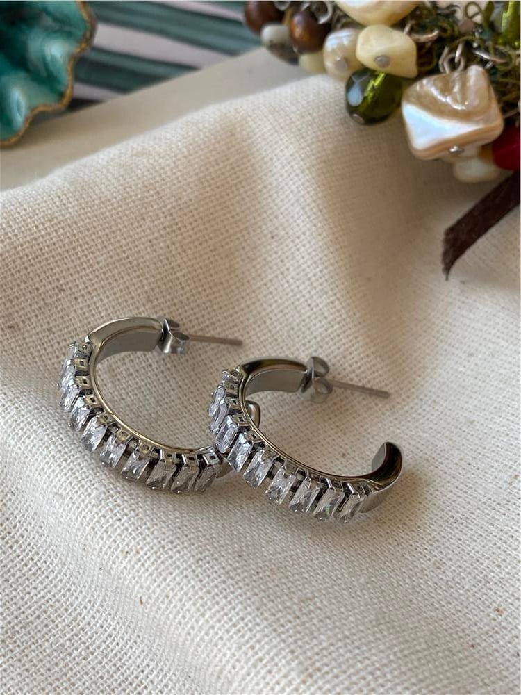 Çelik Silver Baget Hilal Küpe