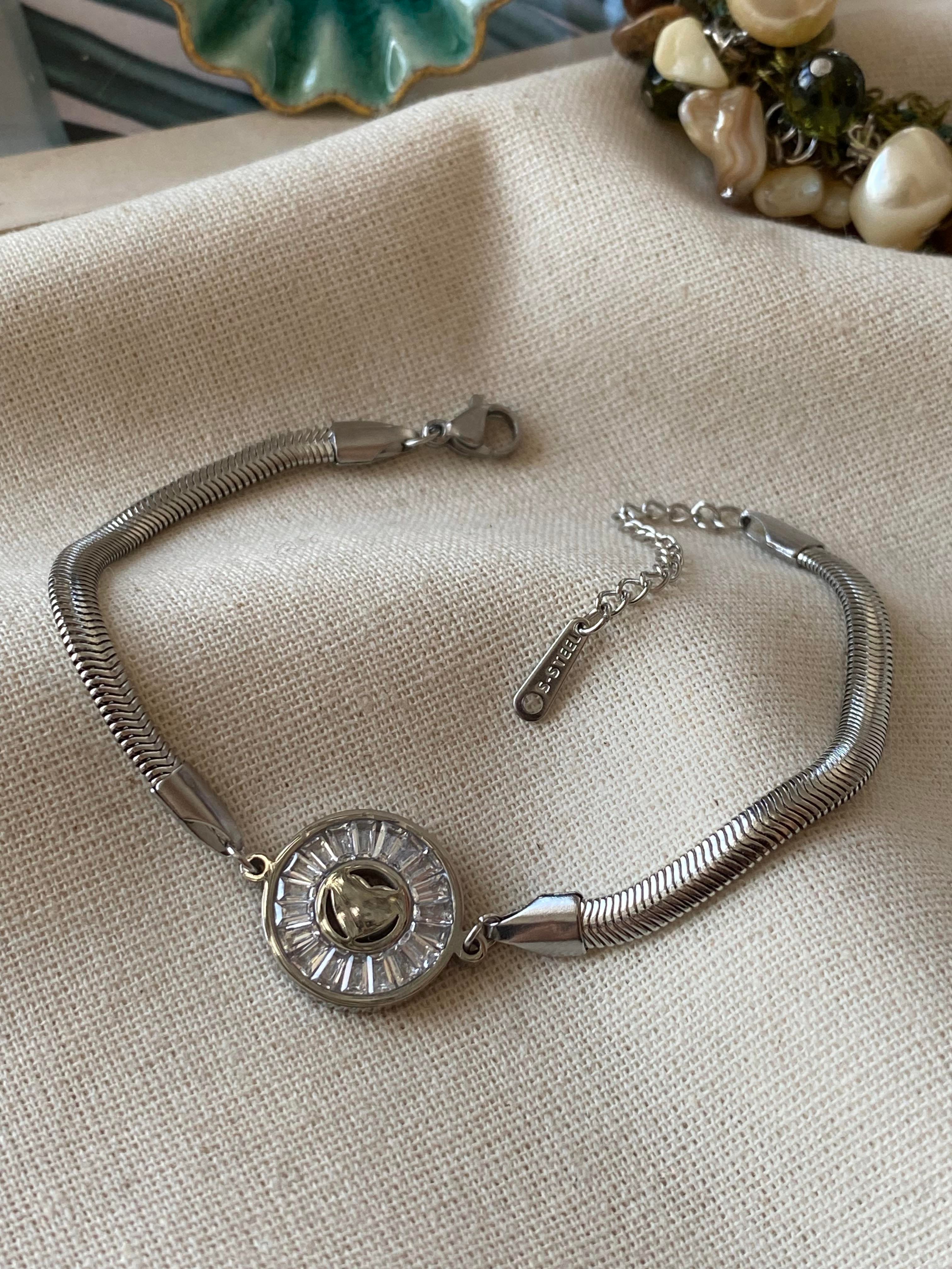 Çelik Silver Baget Kalp Bileklik