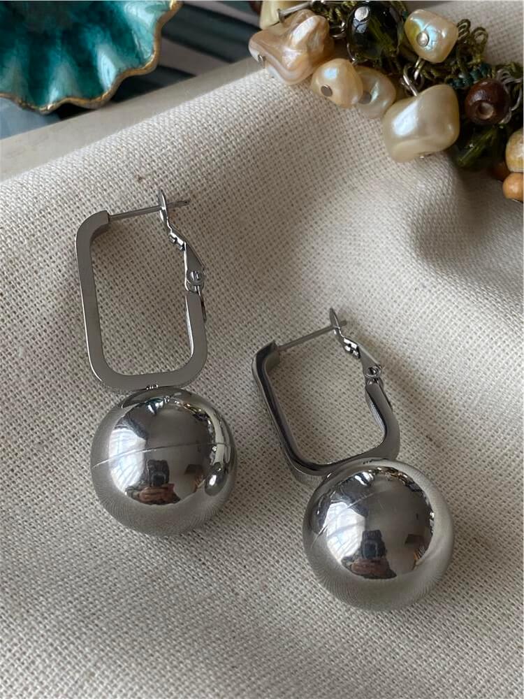 Çelik Silver Big Ball Küpe