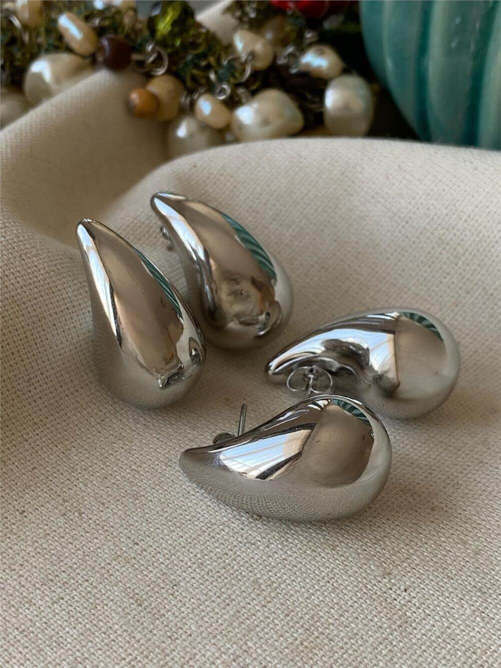 Çelik Silver Bubble Küpe