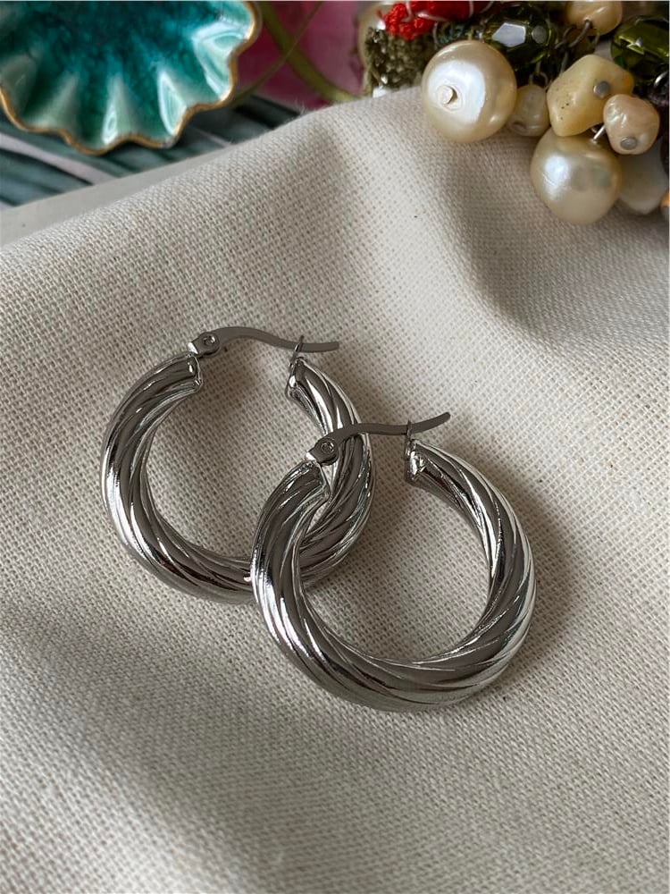 Çelik Silver Burgu Küpe