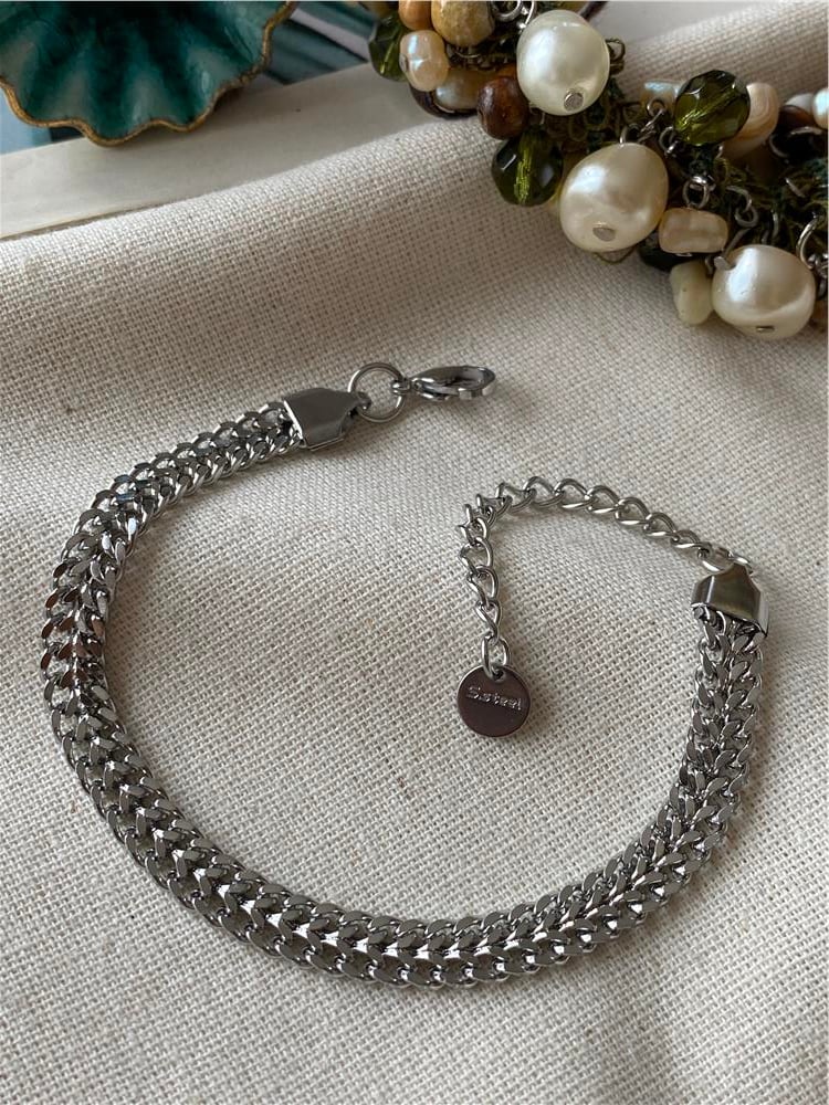 Çelik Silver Çift Örme Bileklik