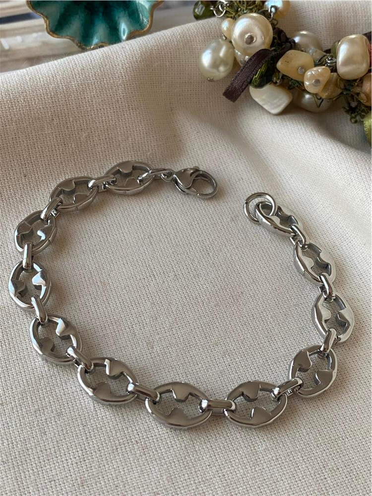 Çelik Silver Düğme Tasarım Bileklik
