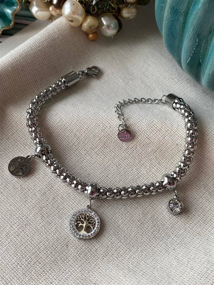 Çelik Silver Hayat Ağacı Bileklik