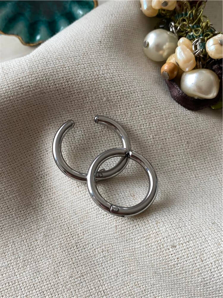 Çelik Silver İğnesiz Halka Küpe