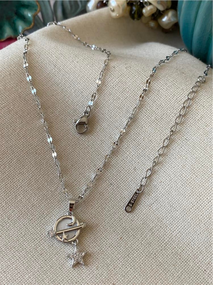 Çelik Silver Mini Satürn Kolye