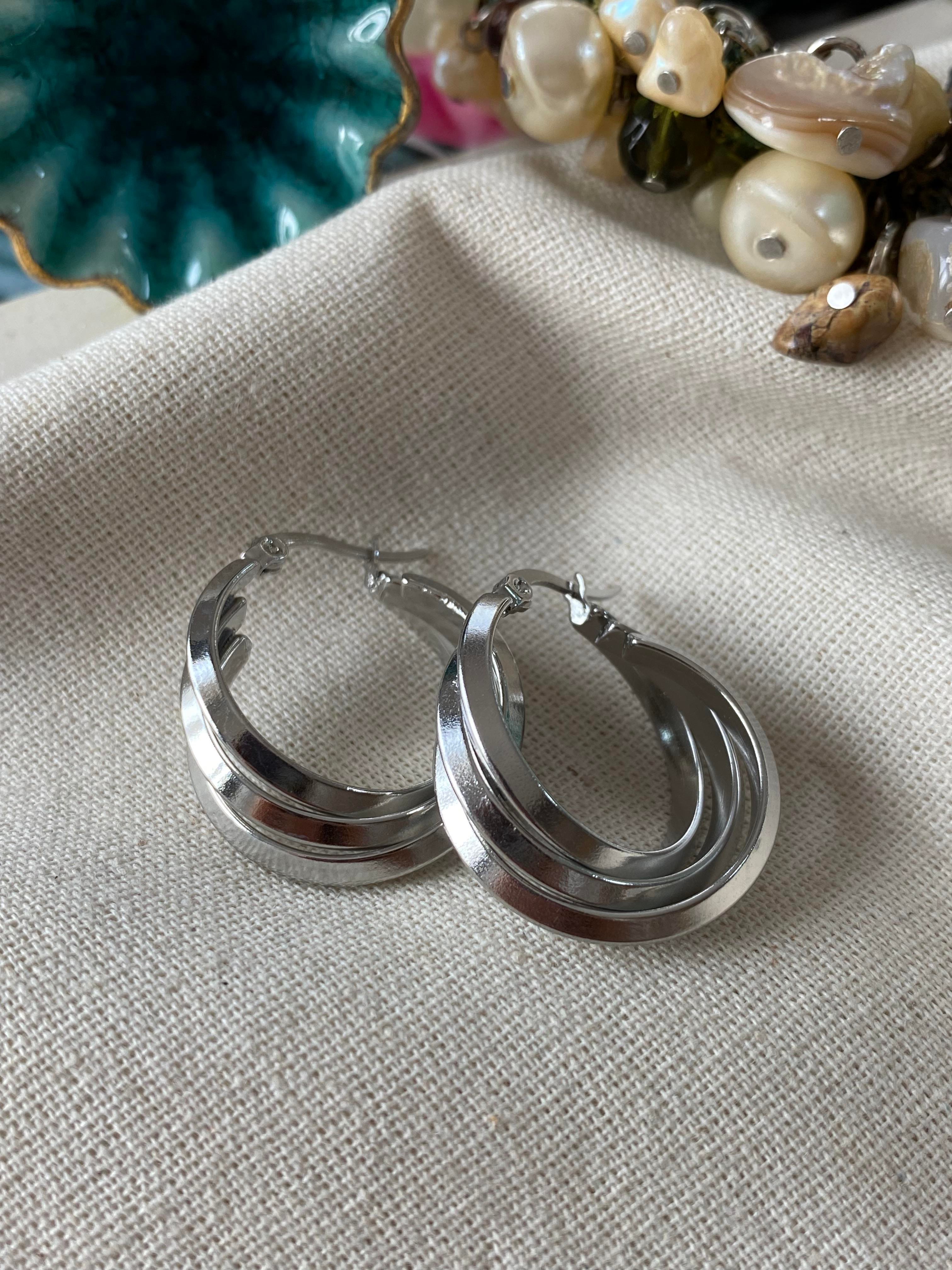 Çelik Silver Trinity Küpe