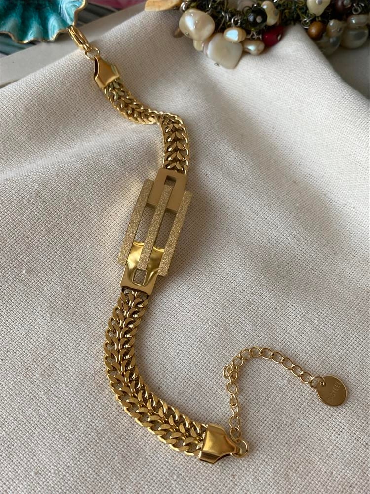 Çelik Simli Kaburga Çift Örme Bileklik