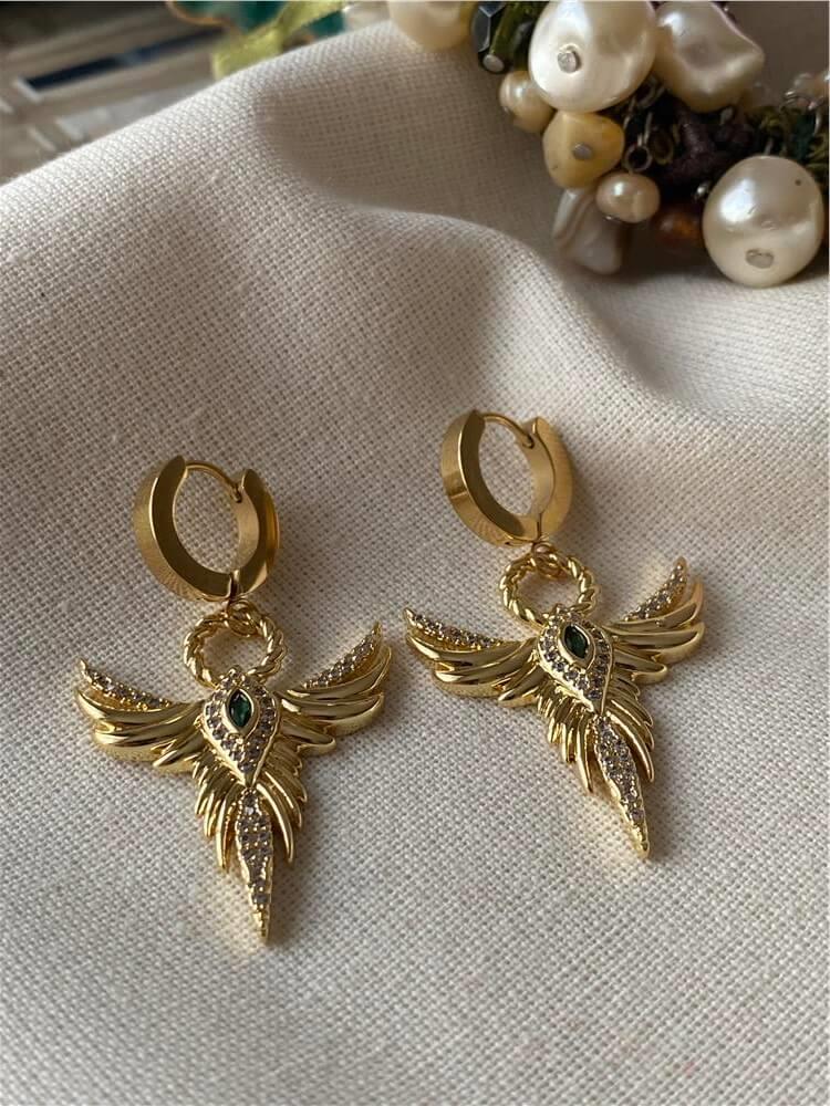 Çelik Simurg Charmlı Küpe