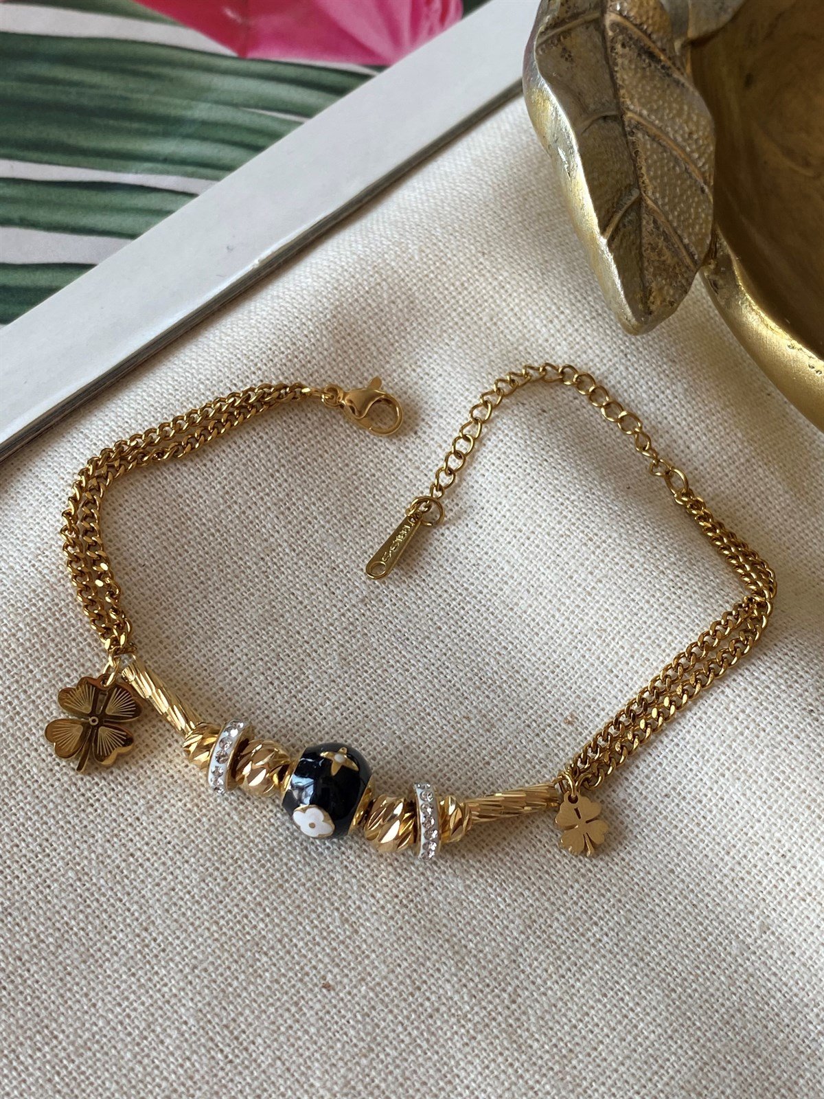 Çelik Siyah Charm Bileklik