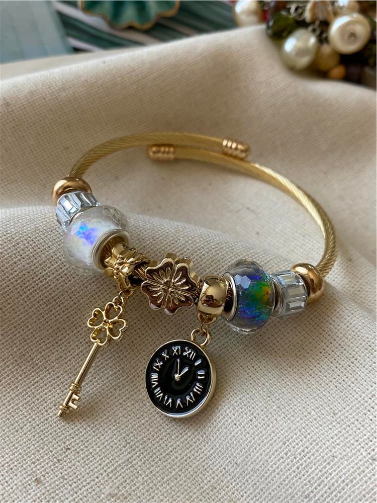 Çelik Siyah Saat Charm Bileklik