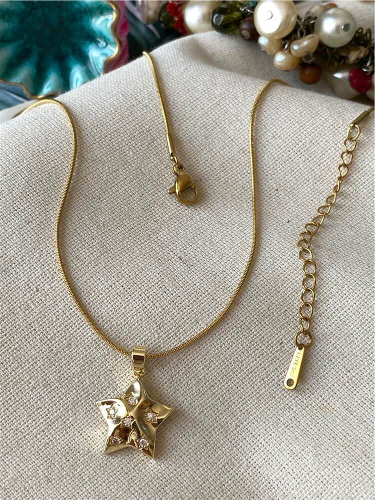 Çelik Star Within Star Kolye