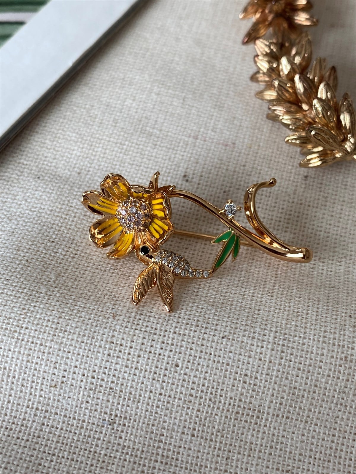 Çelik Sunflower Broş