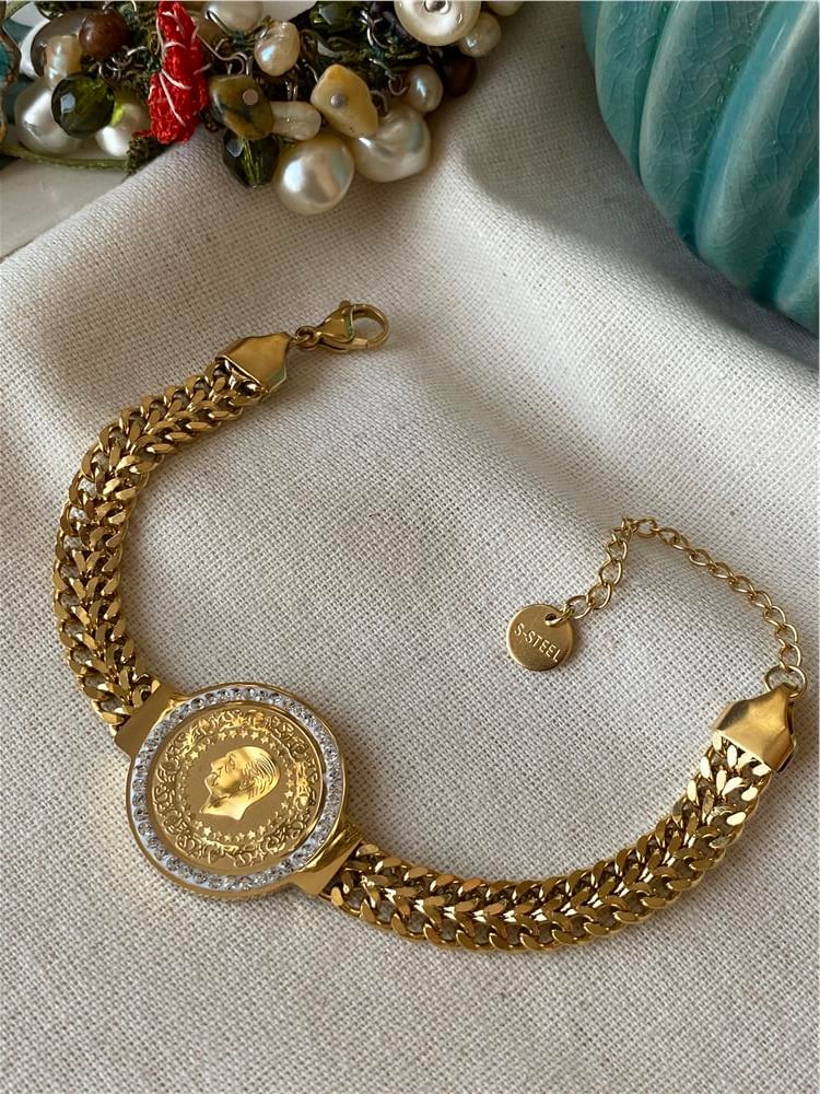 Çelik Taşlı Ata Çift Örme Bileklik