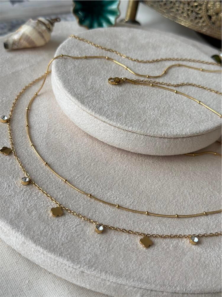 Çelik Taşlı Cleef Model Göbek Zinciri