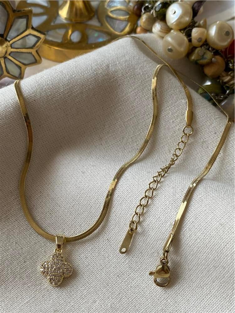 Çelik Taşlı İtalyan Cleef Kolye