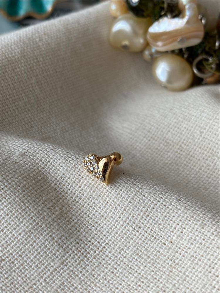 Çelik Taşlı Kalp Piercing