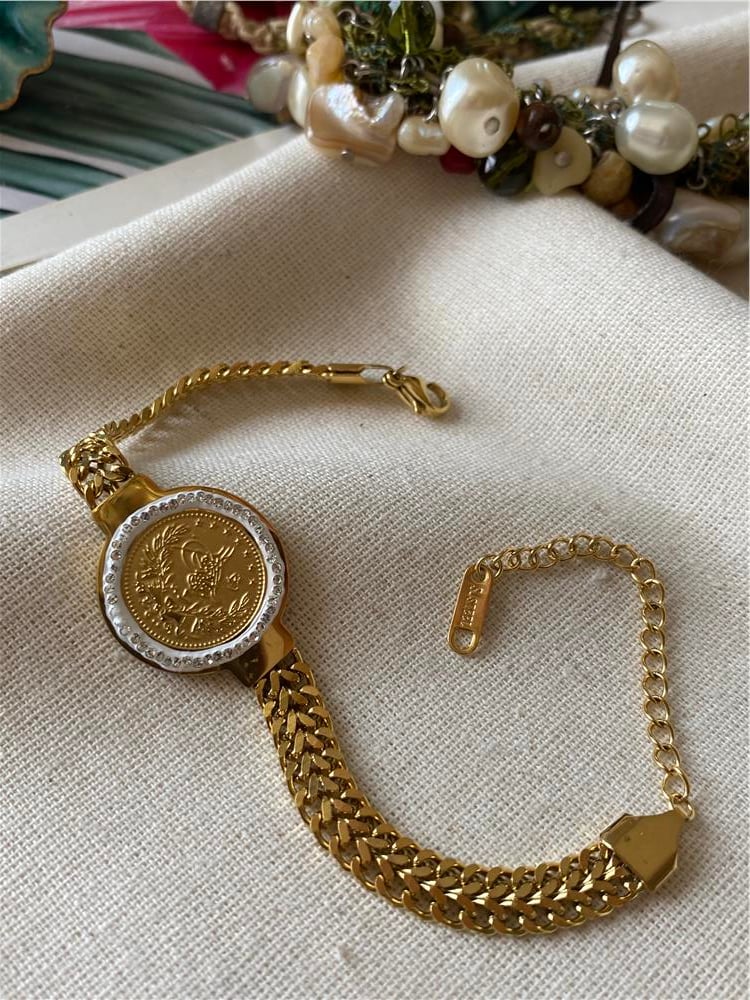 Çelik Taşlı Tuğra Bileklik