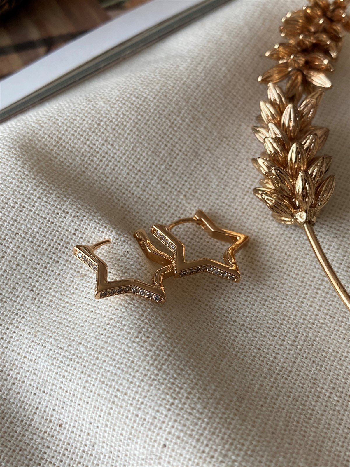 Çelik Taşlı Yıldız Küpe