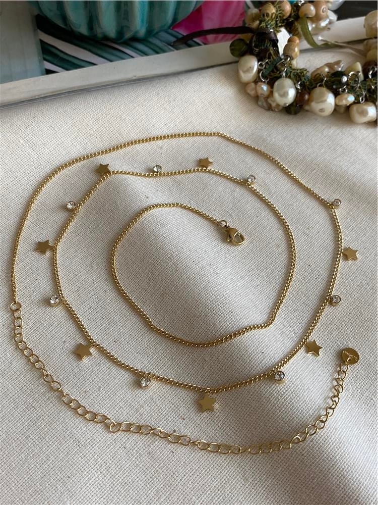 Çelik Taşlı Yıldızlı Bel Zinciri