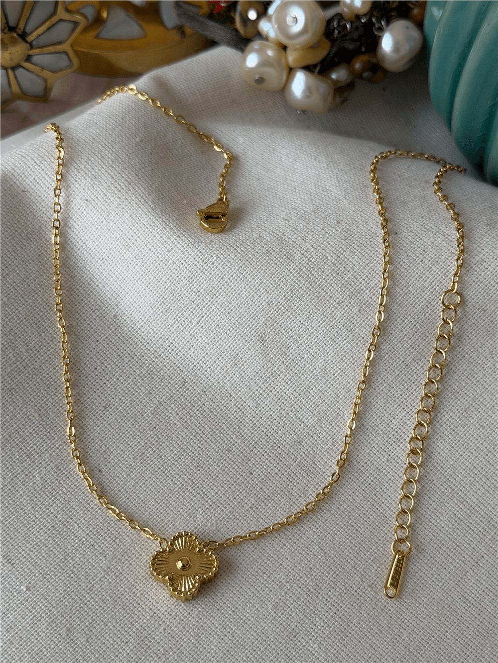 Çelik Tekli Gold Cleef Kolye