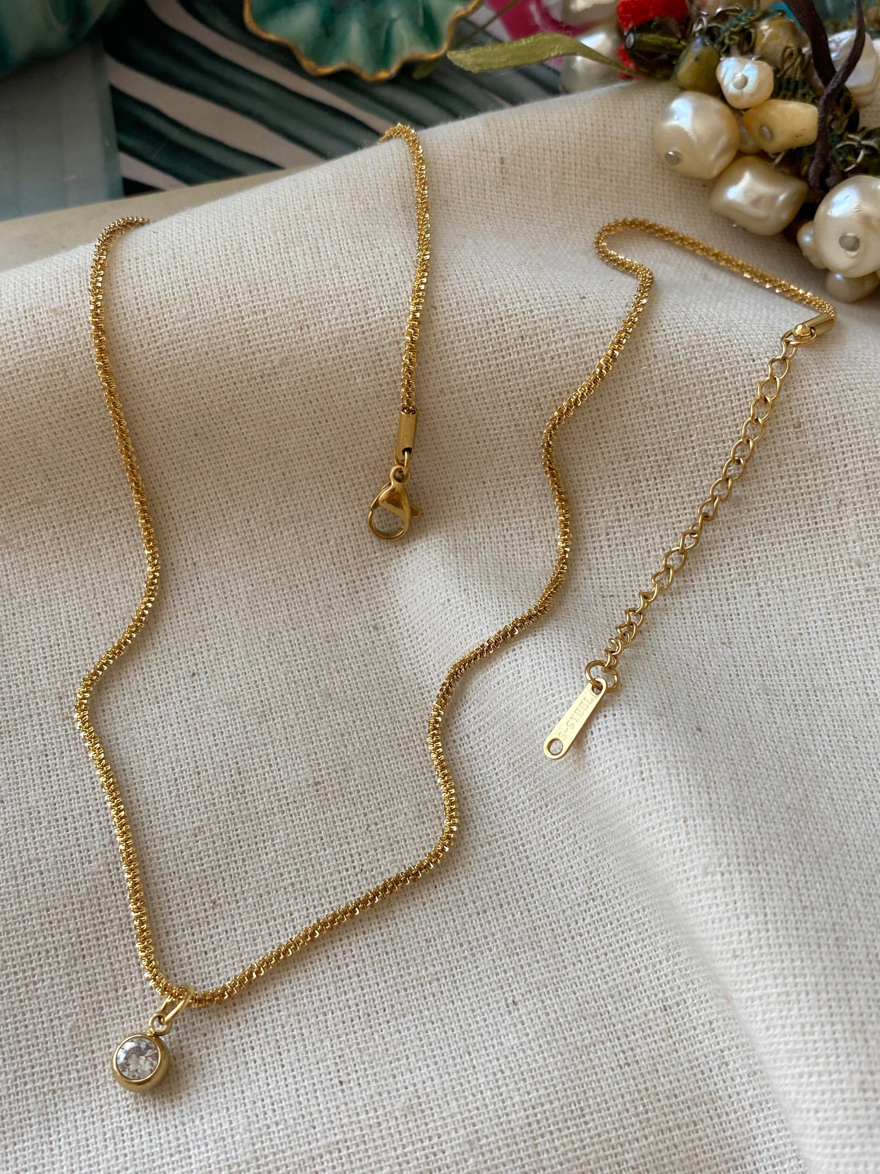 Çelik Tırtıklı Tektaş Kolye 