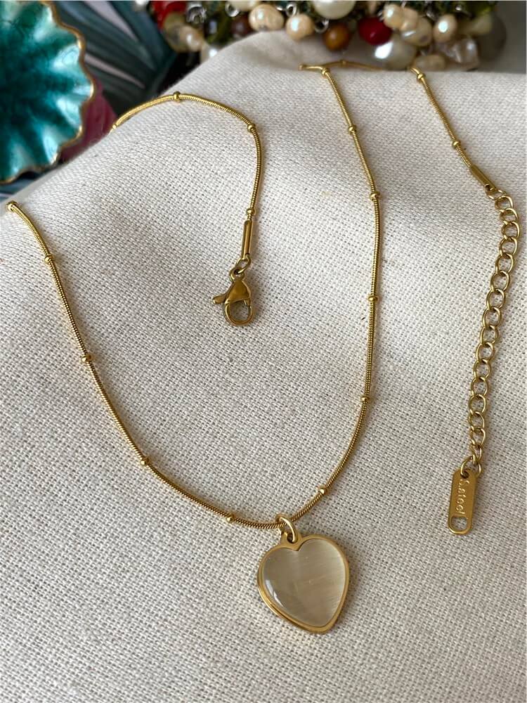 Çelik Transparent Heart Kolye