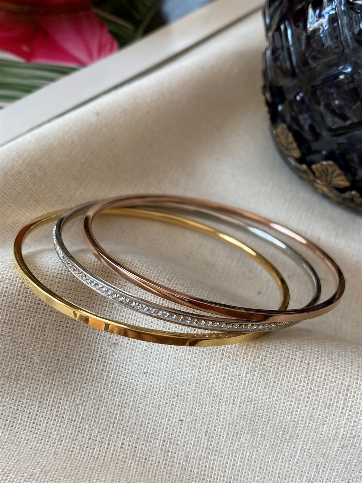 Çelik Tricolor Bilezik Set