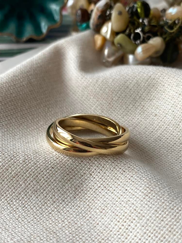 Steel Trinity Gold Ring