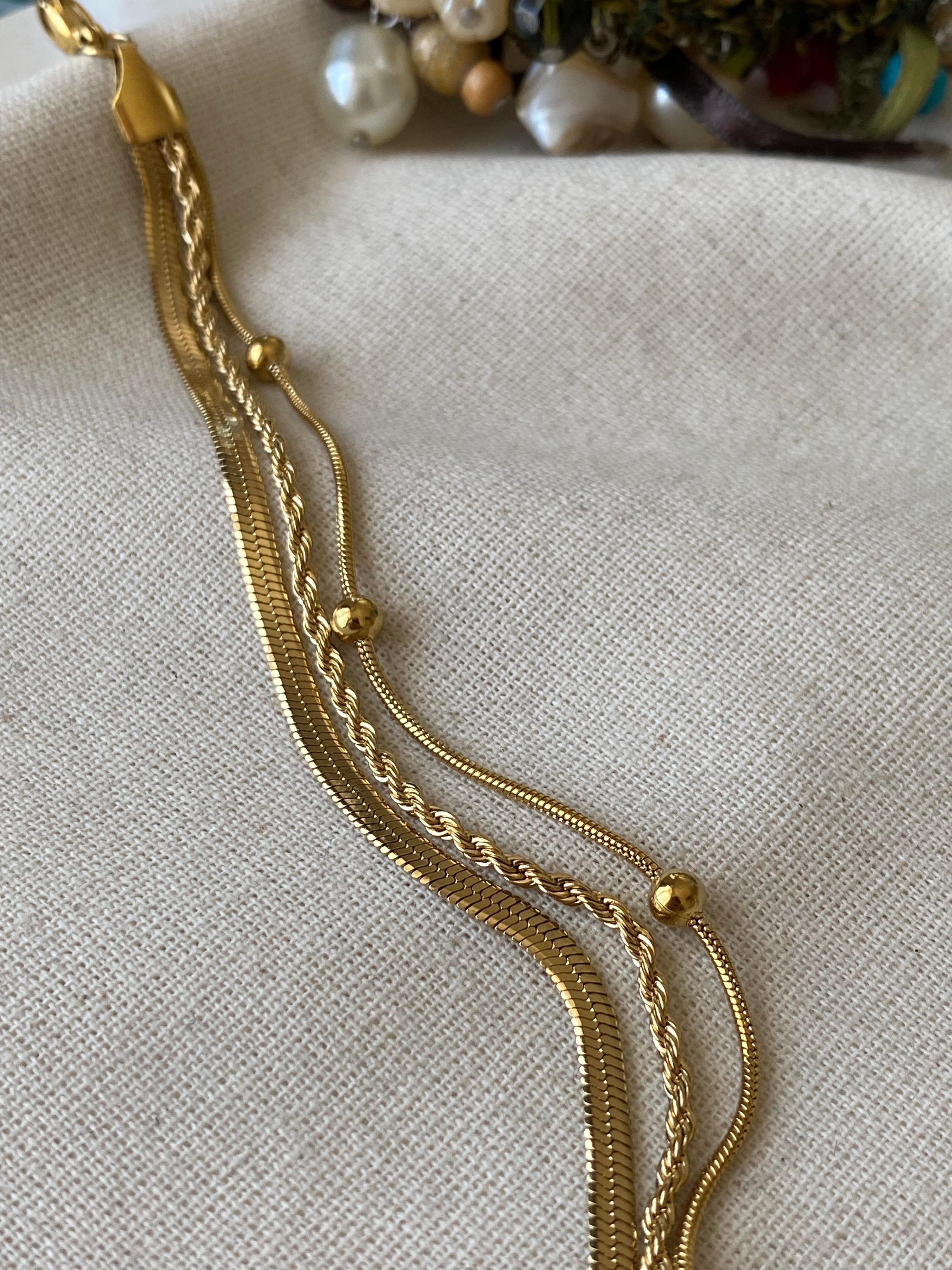 Çelik Üç Model Zincir Bileklik