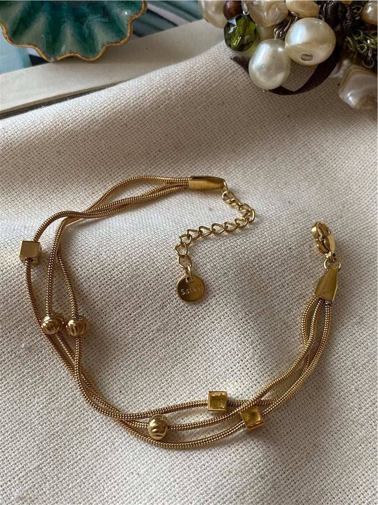 Çelik Üçlü Küp Top Bileklik