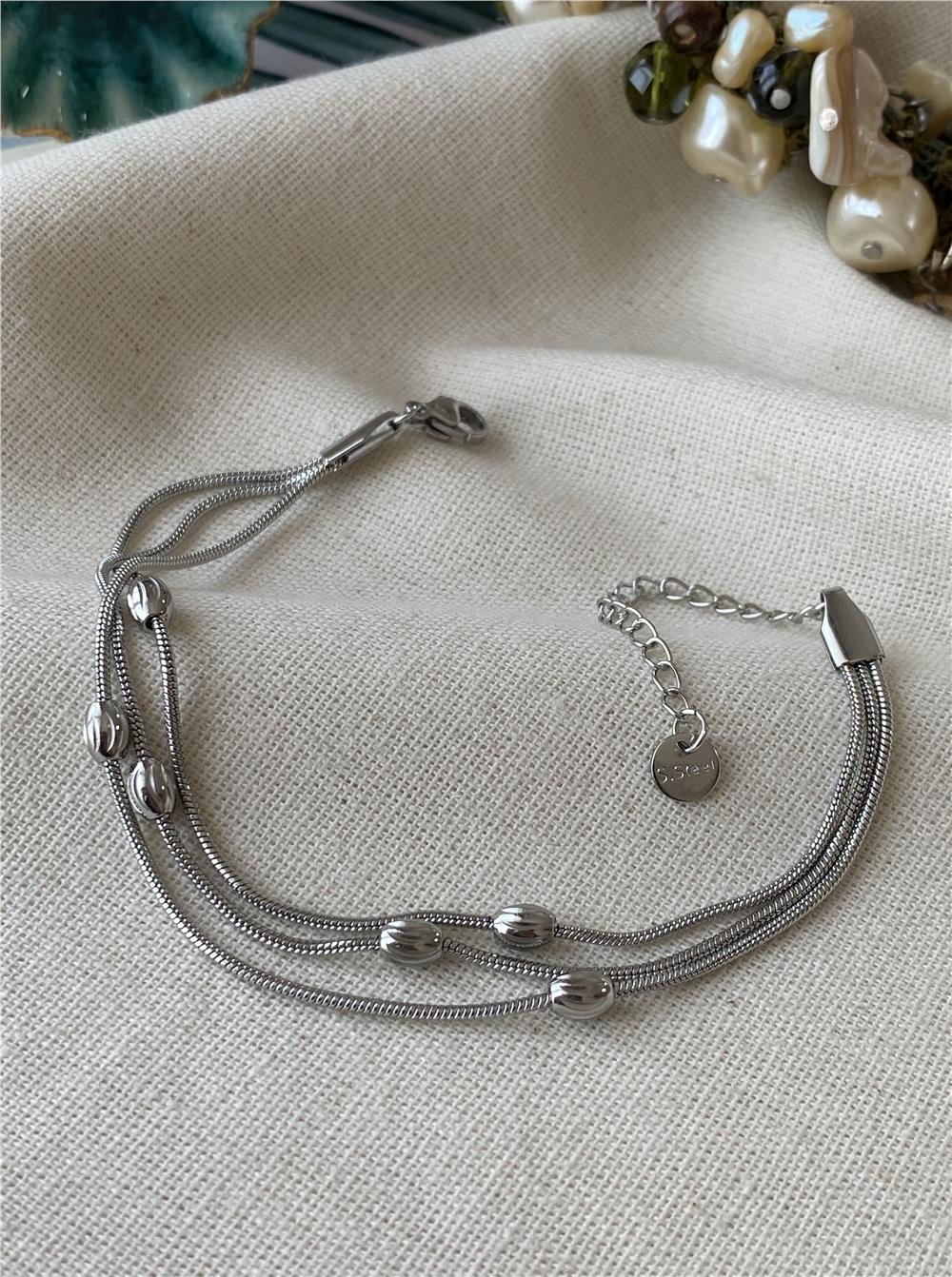 Çelik Üçlü Silver Badem Bileklik