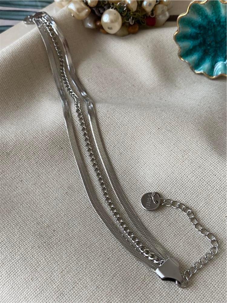 Çelik Üçlü Silver Örme Bileklik