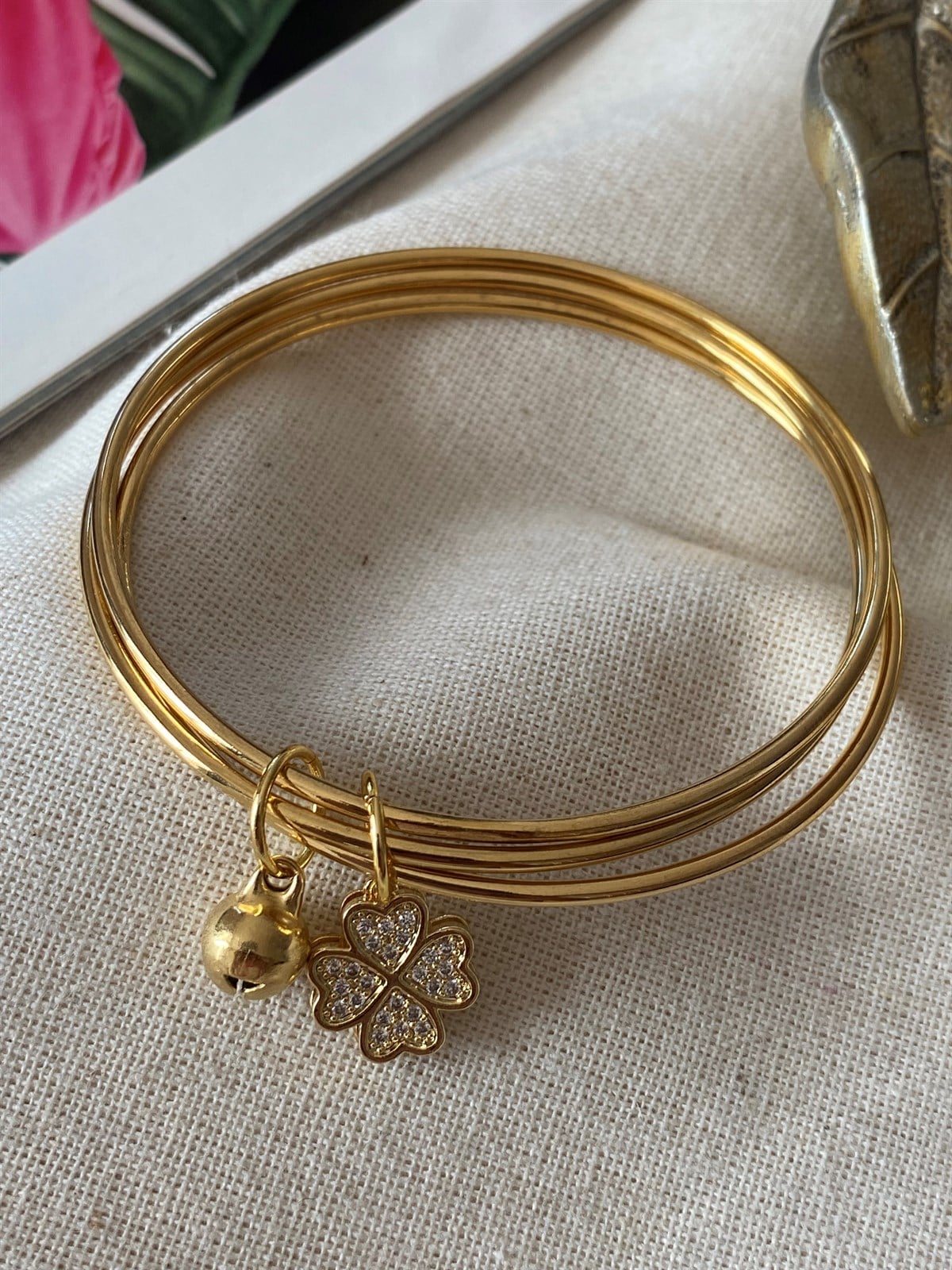 Çelik Üçlü Yonca Bilezik