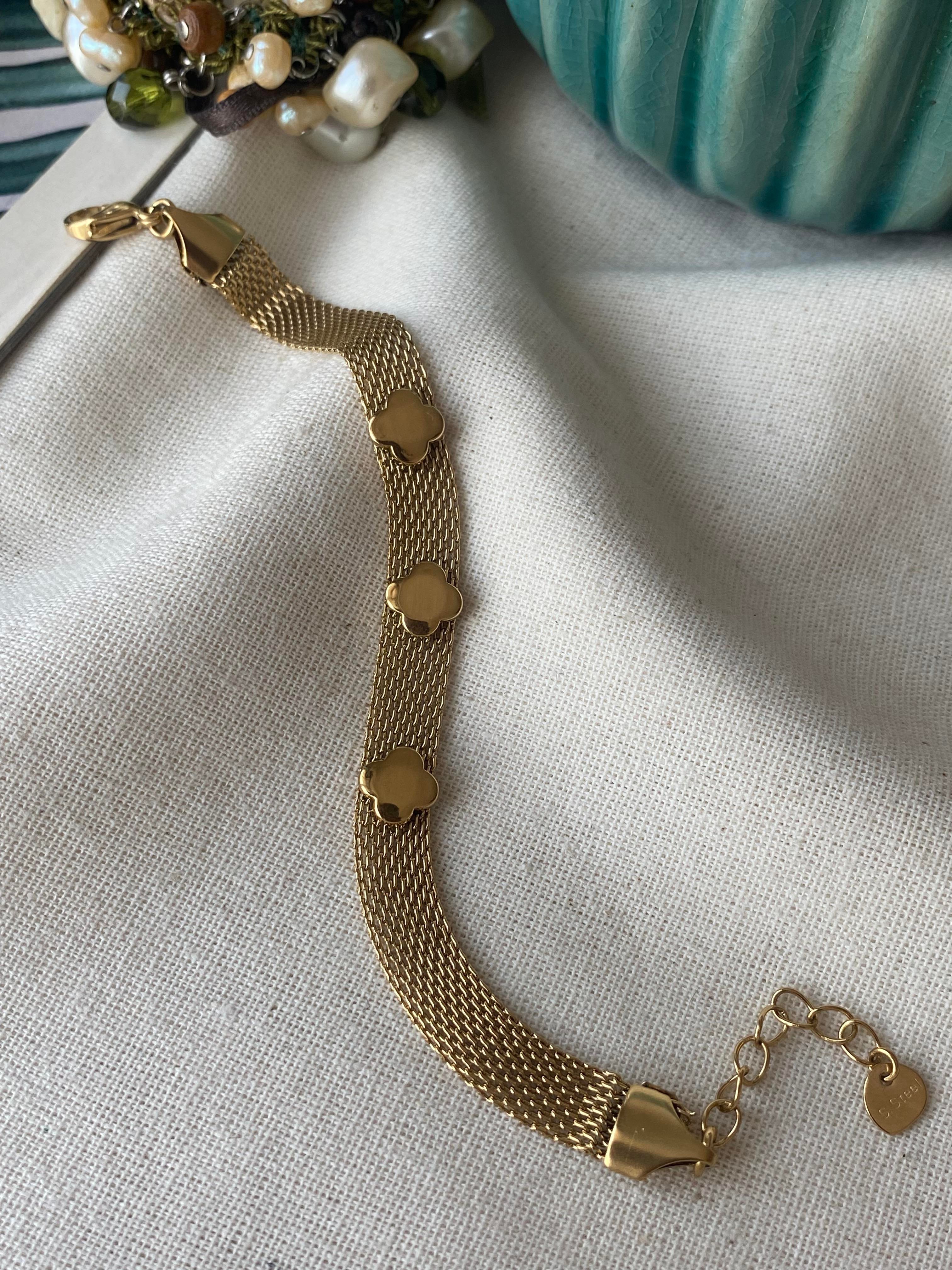 Çelik Üçlü Yonca Hasır Bileklik